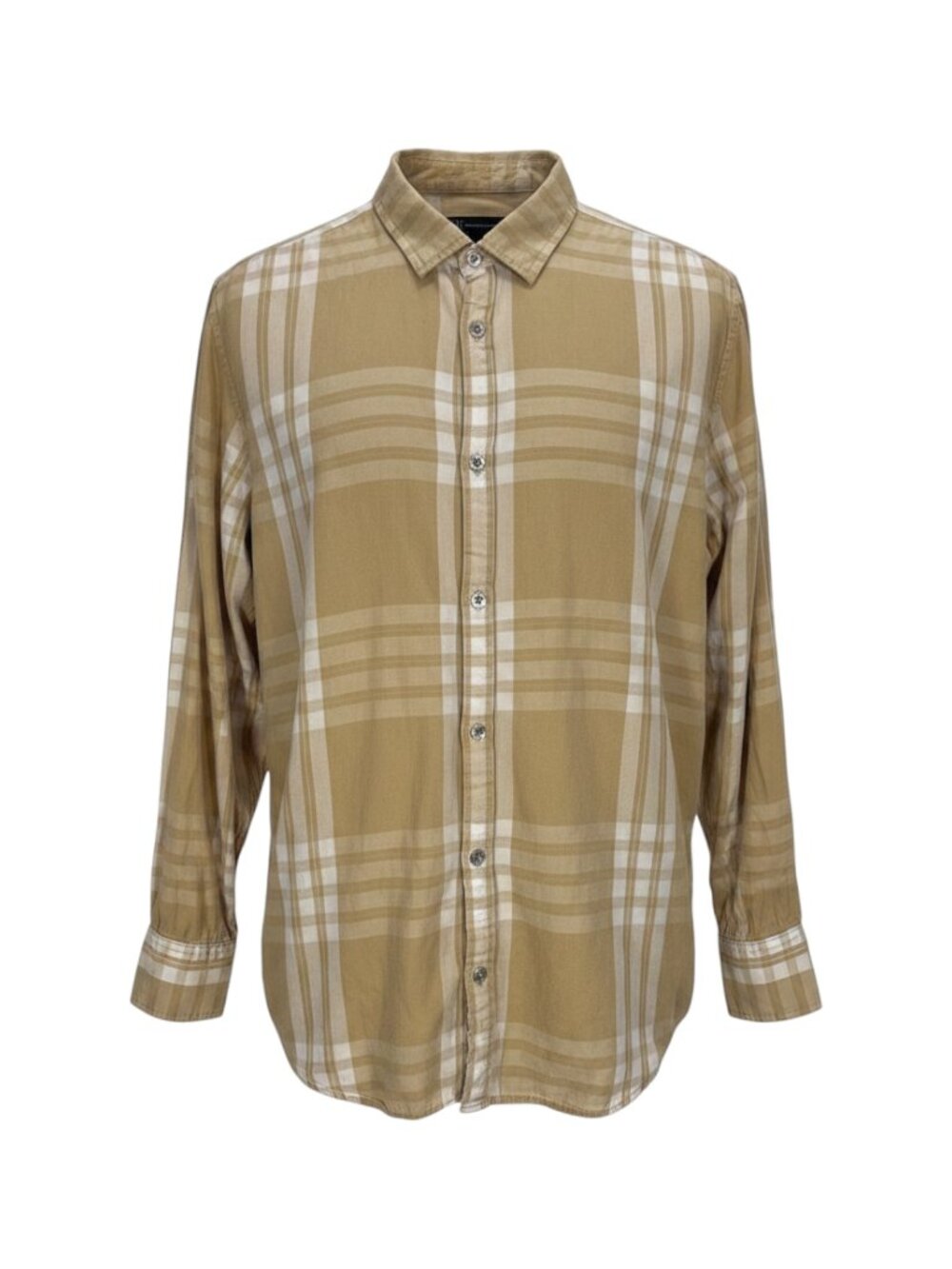 INC International Concepts INC Plaid Men's Button Down Shirt XL Beige